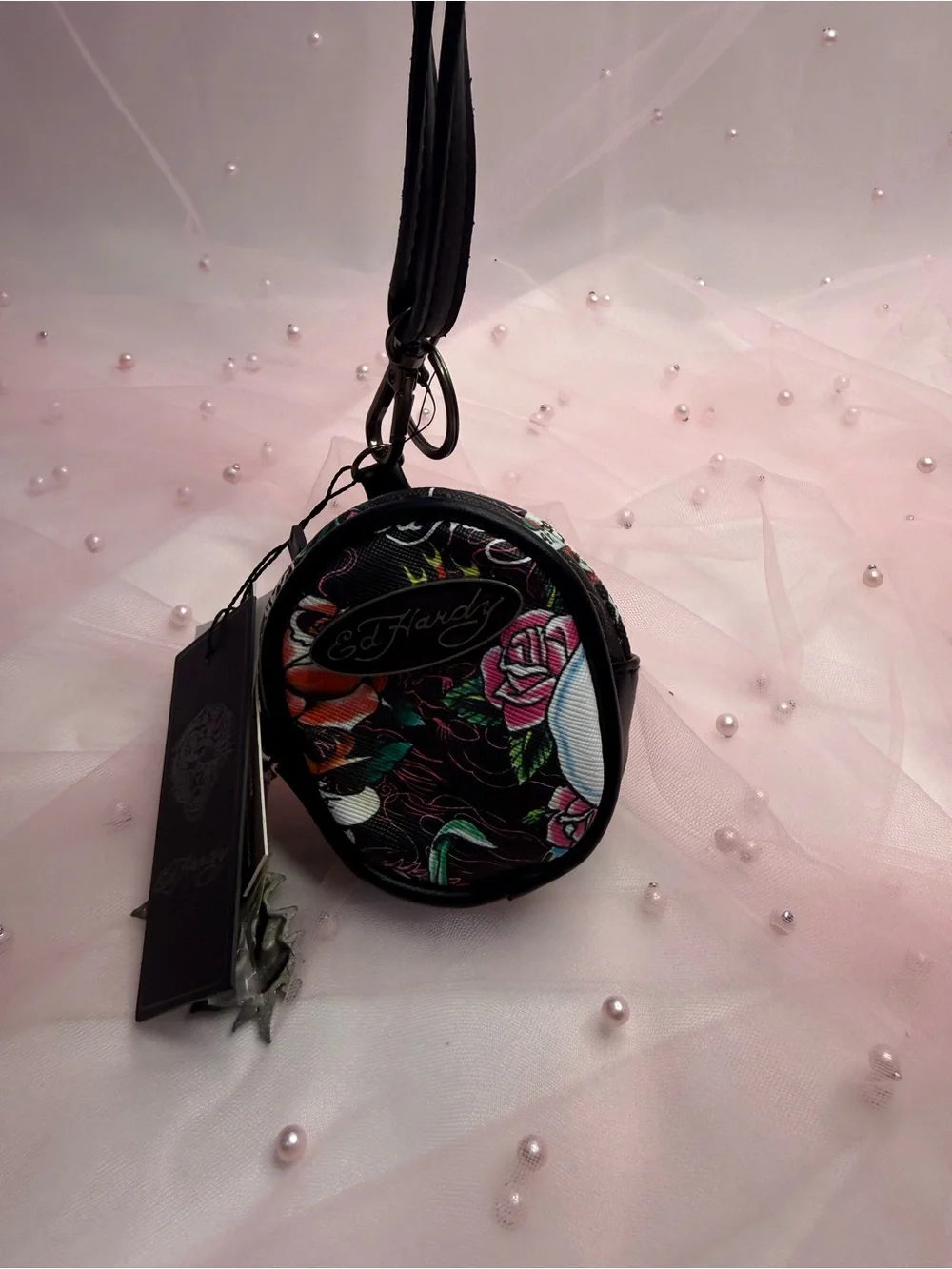 Ed Hardy Round Coin Purse & Keychain